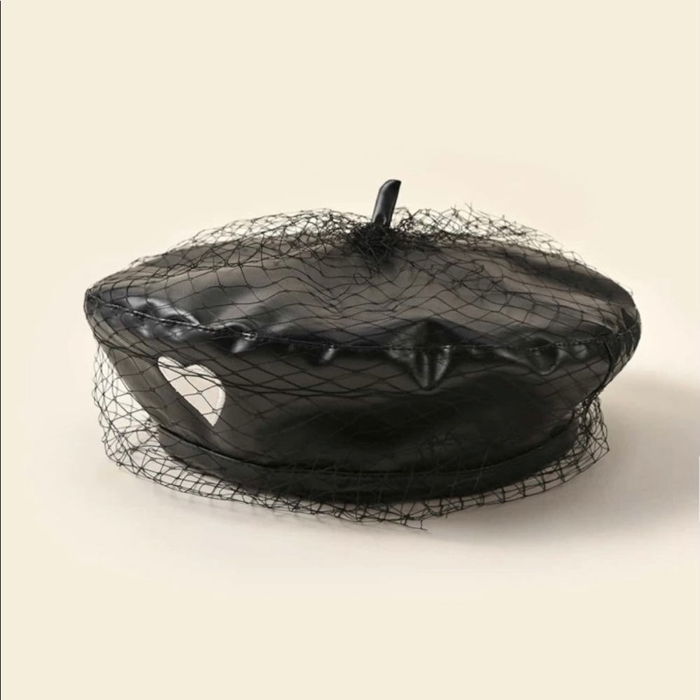 Fishnet Vegan Leather Beret